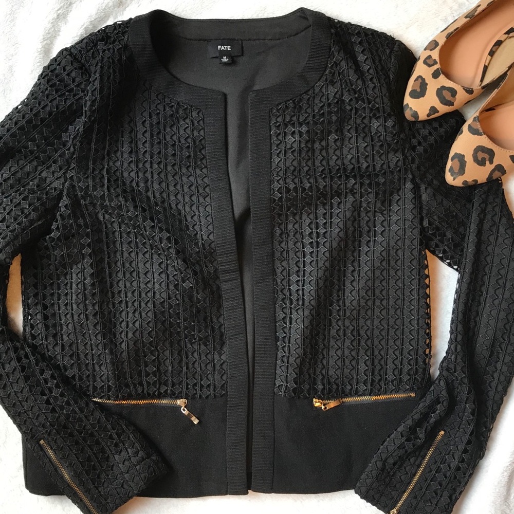 Stitch Fix Fate Crochet Overlay Open Blazer | NWOT